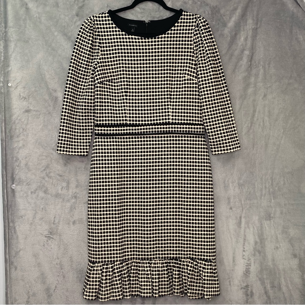 Talbots Business Geometric Sheath Plaid A-line Dress Sz 10